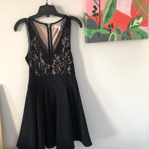 tiny black lace low cut dress